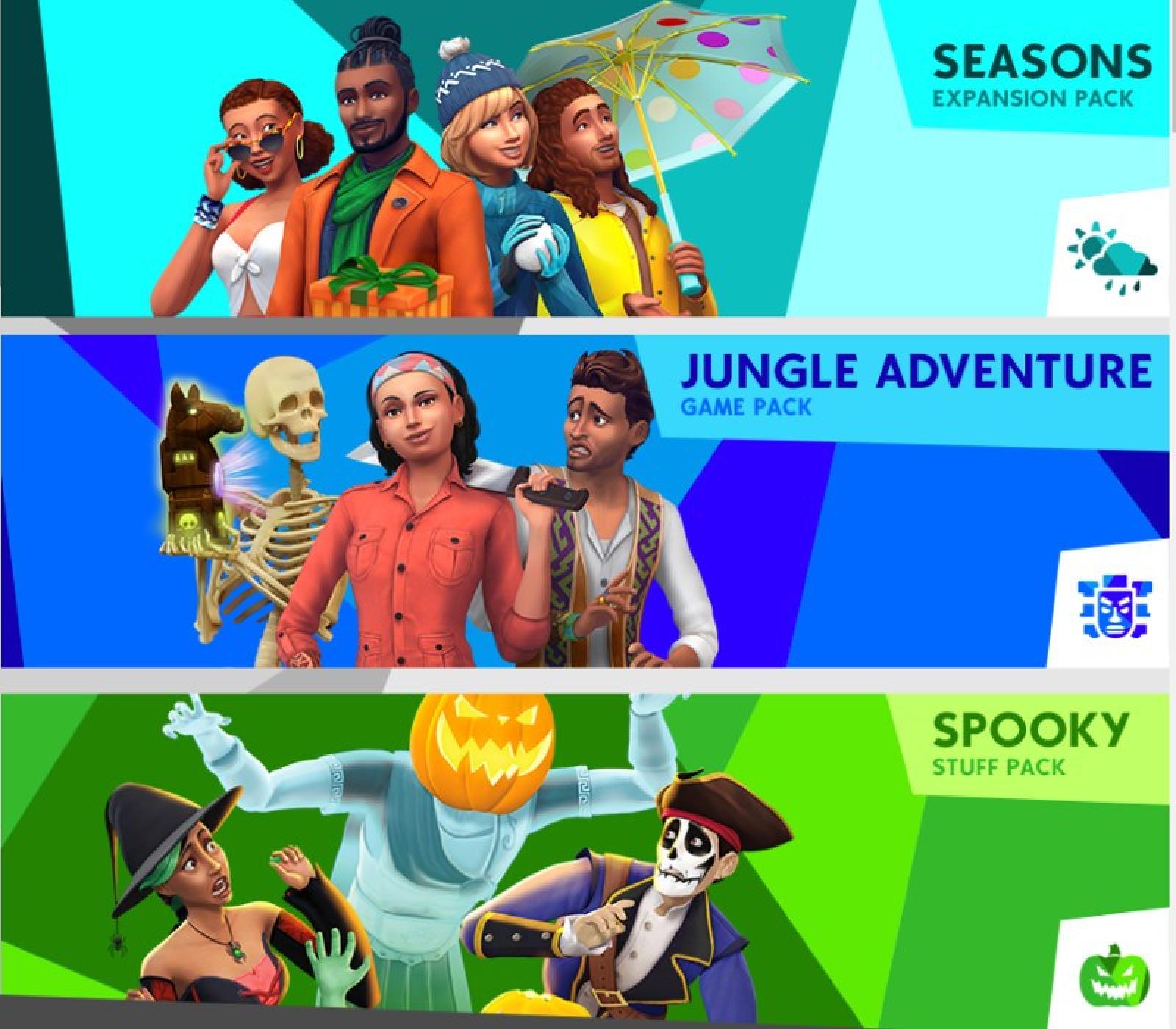 The Sims 4 Bundle - Seasons + Jungle Adventure + Spooky Stuff DLC US XBOX One / Xbox Series X|S CD Key